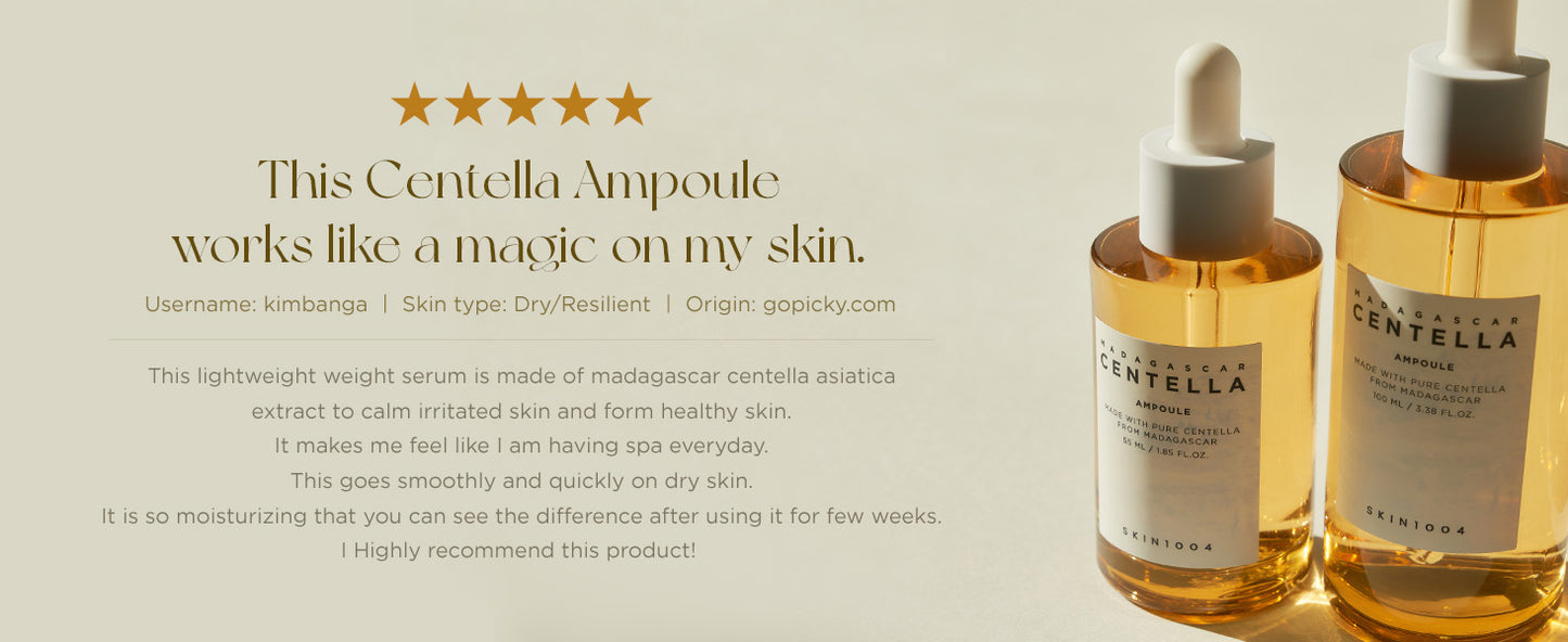 SKIN1004 Madagascar Centella Asiatica Ampoule Facial Serum | 100% Centella Asiatica Extract for Soothing Sensitive and Acne-Prone Skin, 55ml