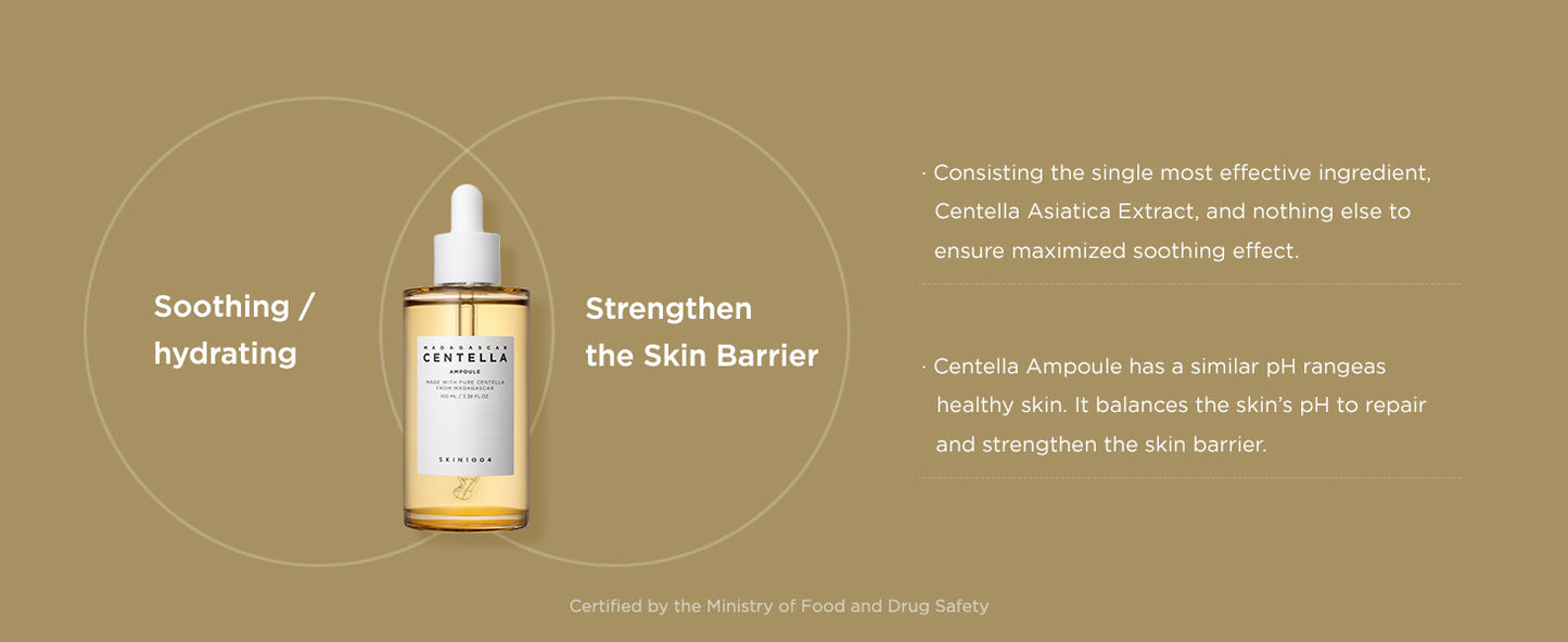 SKIN1004 Madagascar Centella Asiatica Ampoule Facial Serum | 100% Centella Asiatica Extract for Soothing Sensitive and Acne-Prone Skin, 55ml